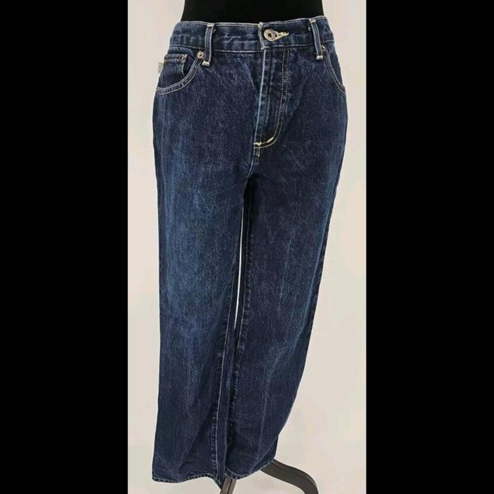 BABY PHAT Jeans Straight Leg Silver Logo Embroidered Womens Size 9 Dark Wash